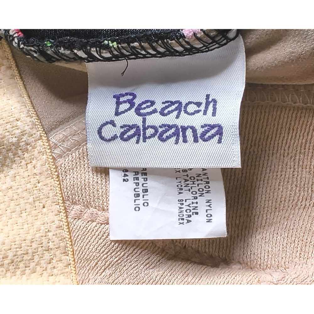 Beach Cabana Swimsuit Womens Medium Black‎ Floral Scoop Neck Vintage - Picture 3 of 12